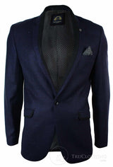 Blazer masculino vintage slim fit em tweed espinha de peixe violeta com detalhes pretos, estilo casual elegante - Roxo