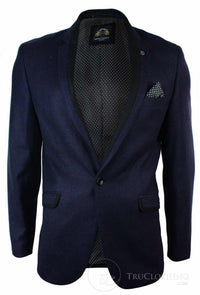 Blazer masculino vintage slim fit em tweed espinha de peixe violeta com detalhes pretos, estilo casual elegante - Roxo