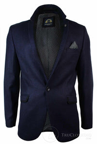 Blazer masculino vintage slim fit em tweed espinha de peixe violeta com detalhes pretos, estilo casual elegante - Roxo
