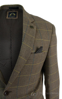 Blazer masculino vintage xadrez espinha de peixe em tweed cinza carvão, modelagem ajustada - Carvalho
