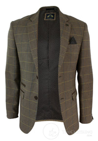 Blazer masculino vintage xadrez espinha de peixe em tweed cinza carvão, modelagem ajustada - Carvalho