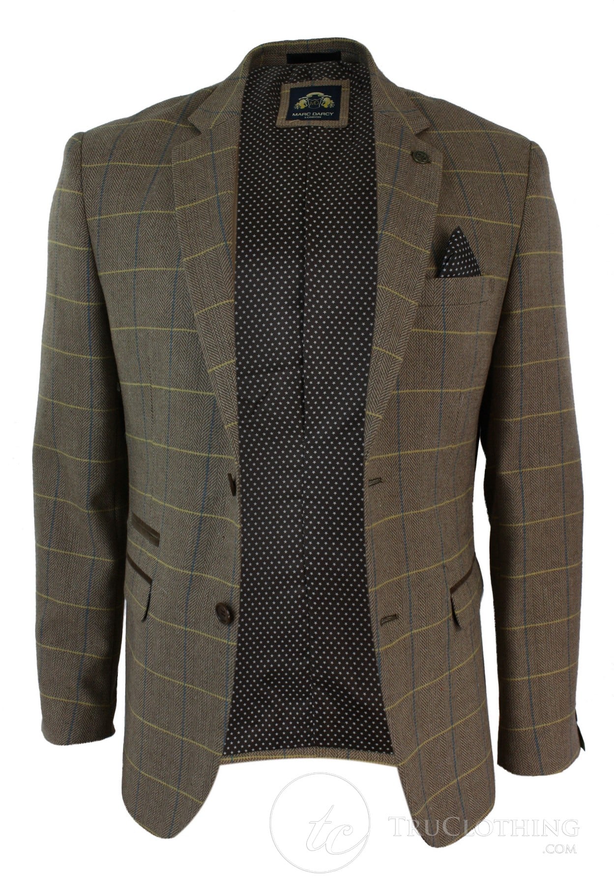 Blazer masculino vintage xadrez espinha de peixe em tweed cinza carvão, modelagem ajustada - Carvalho