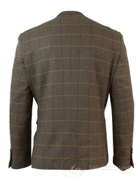 Blazer masculino vintage xadrez espinha de peixe em tweed cinza carvão, modelagem ajustada - Carvalho