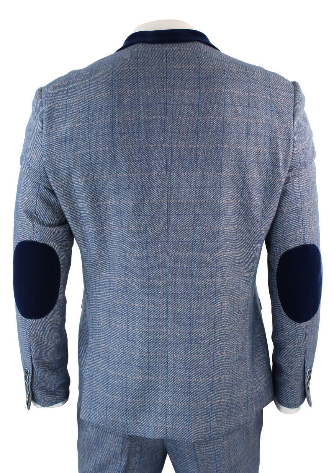 Terno masculino de três peças com estampa xadrez azul - Marc Darcy Hilton