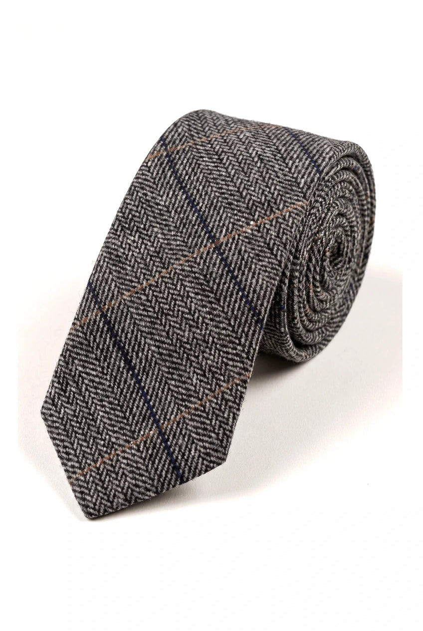 Gravata masculina Marc Darcy em tweed espinha de peixe texturizada, estilo clássico vintage retrô DX7