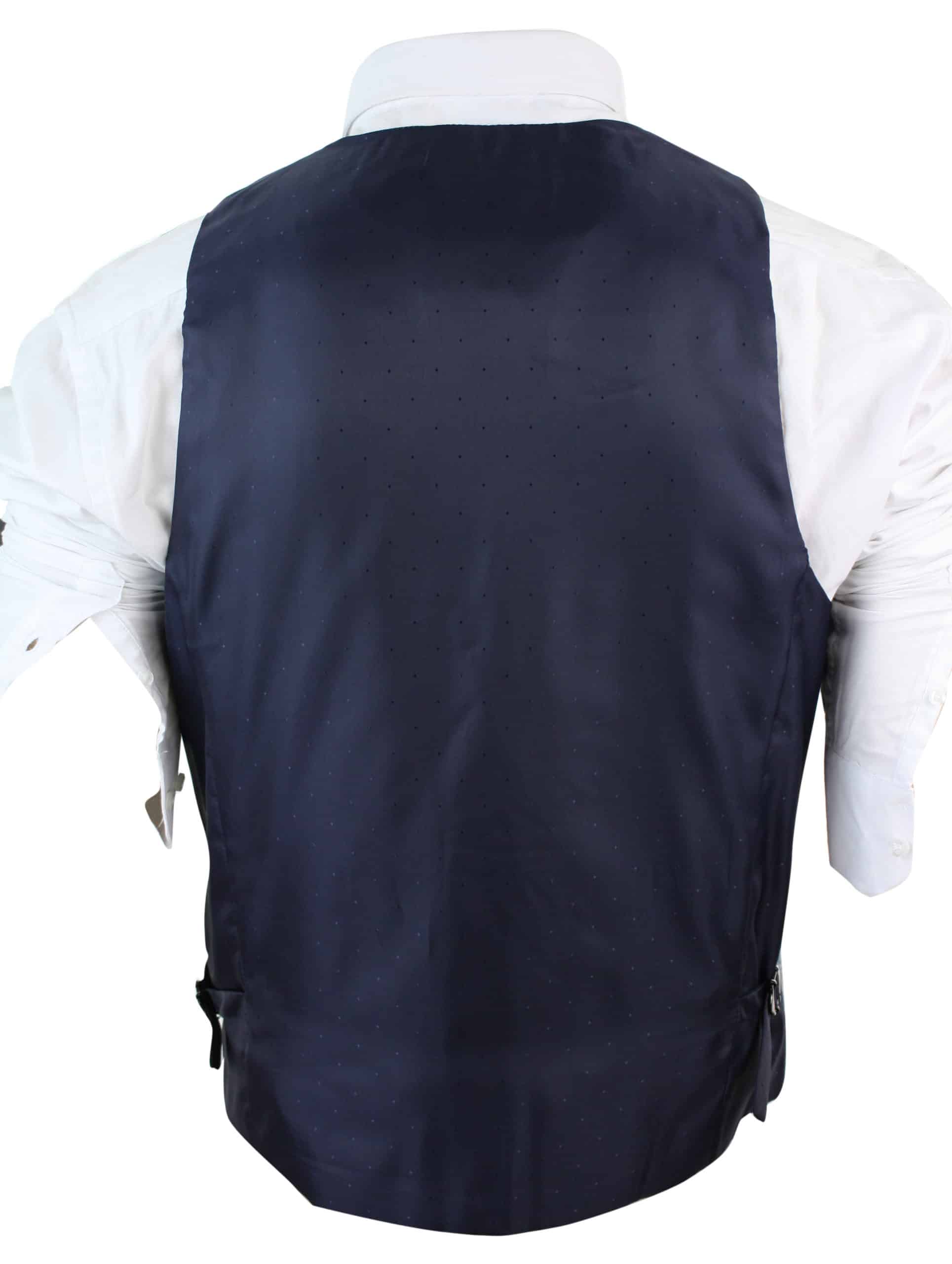 Blazer colete masculino cinza e azul com estampa espinha de peixe em tweed, corte slim, estrutura robusta, estilo casual elegante.