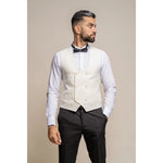 Marco - Colete masculino de abotoamento duplo e decote redondo na cor creme.