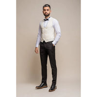 Marco - Colete masculino de abotoamento duplo e decote redondo na cor creme.