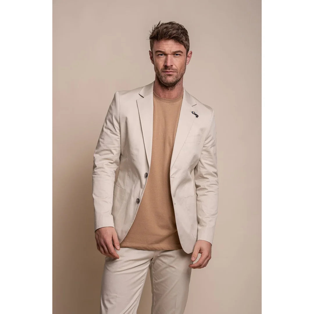 Mario - Blazer masculino bege de verão com corte slim