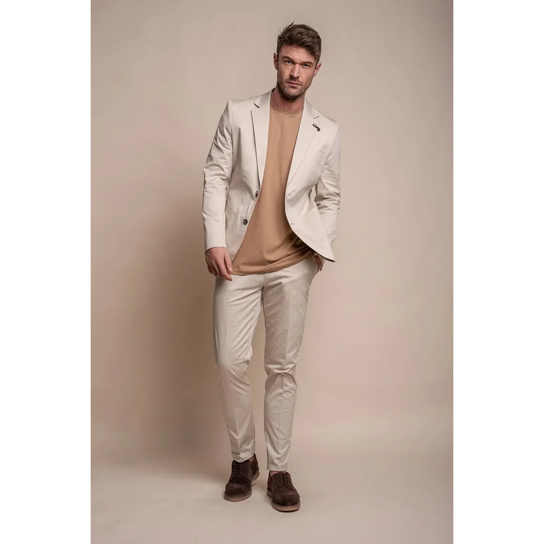 Mario - Blazer masculino bege de verão com corte slim