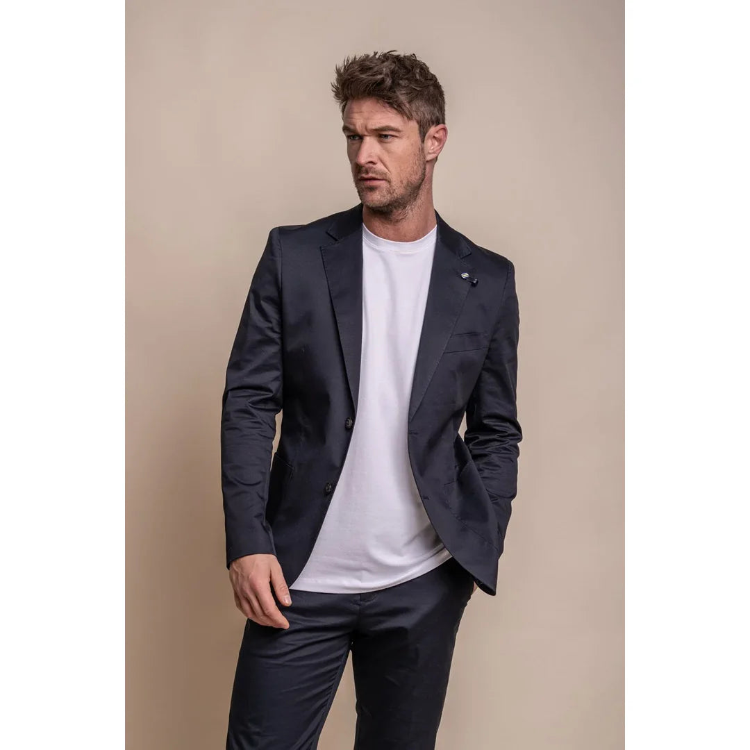Mario - Blazer clássico de verão masculino azul-marinho