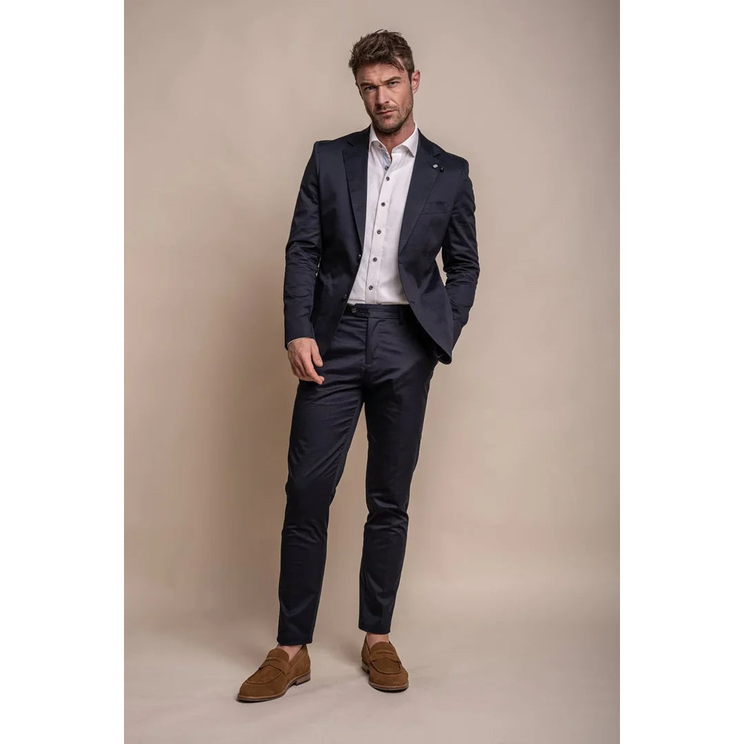 Mario - Blazer clássico de verão masculino azul-marinho