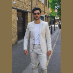 Mario - Terno masculino de verão de duas peças bege para escritório e casamento, estilo clássico italiano.