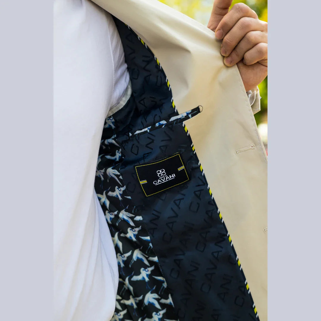 Mario - Terno masculino de verão de duas peças bege para escritório e casamento, estilo clássico italiano.