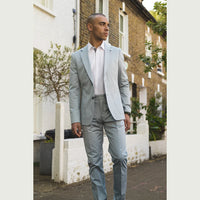 Mario - Terno masculino de verão de duas peças, azul claro, para escritório e casamento, estilo clássico italiano.