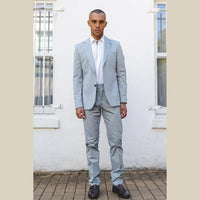 Mario - Terno masculino de verão de duas peças, azul claro, para escritório e casamento, estilo clássico italiano.