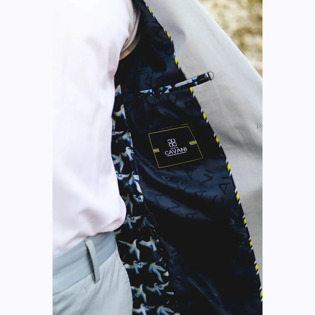 Mario - Terno masculino de verão de duas peças, azul claro, para escritório e casamento, estilo clássico italiano.