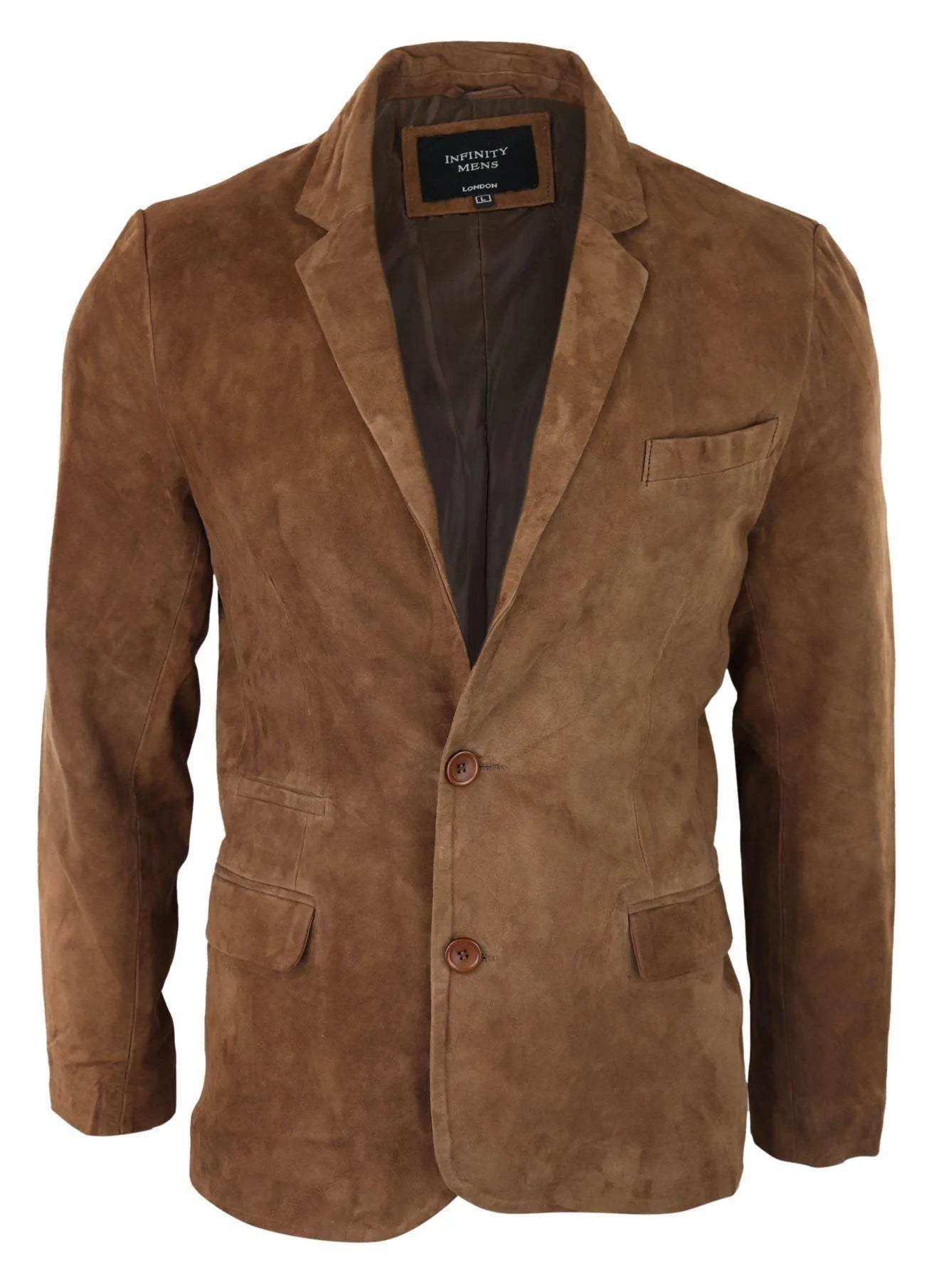 Blazer masculino em camurça genuína, estilo clássico vintage, elegante e casual, na cor bege.