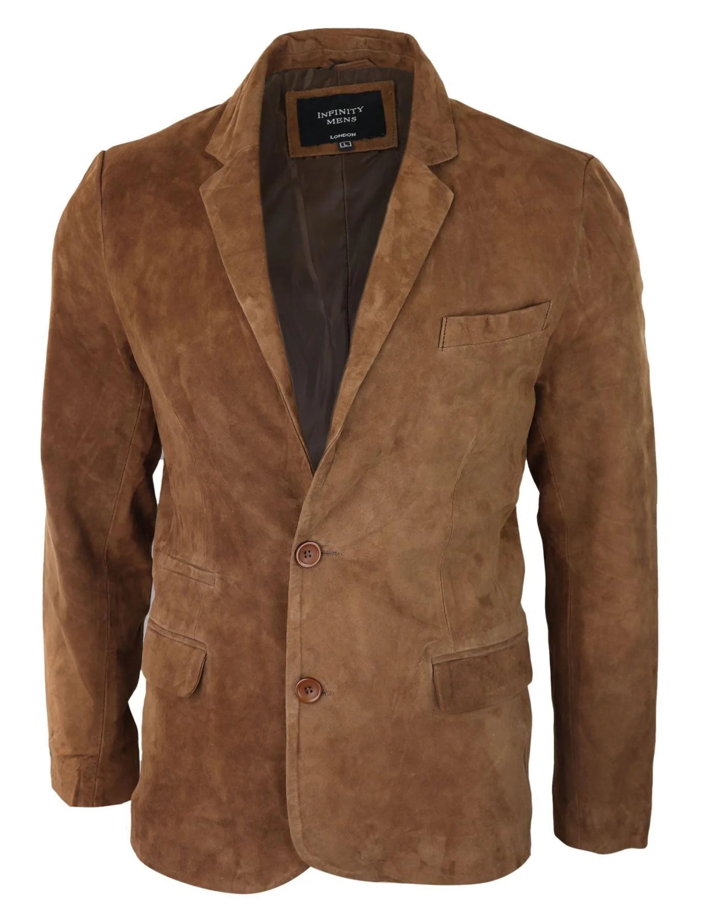 Blazer masculino em camurça genuína, estilo clássico vintage, elegante e casual, na cor bege.