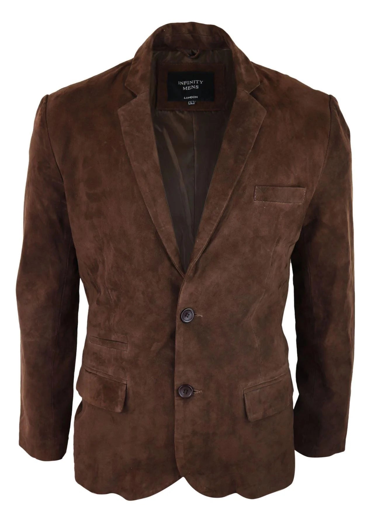 Blazer masculino em camurça genuína, estilo clássico vintage, elegante e casual, na cor marrom.