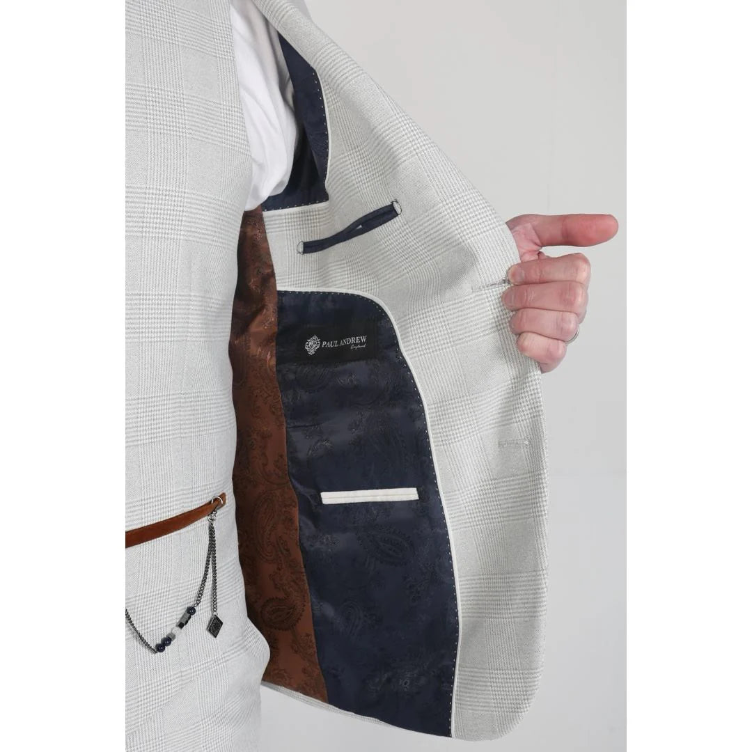 Mark - Blazer masculino xadrez bege