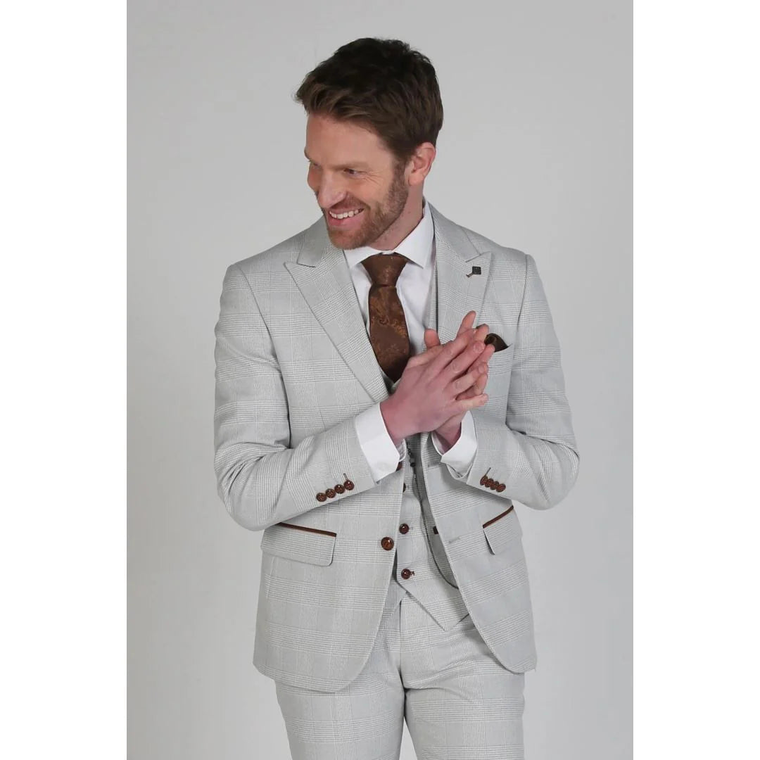 Mark - Blazer masculino xadrez bege