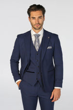 Mark - Blazer masculino azul-marinho xadrez de corte ajustado