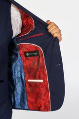 Mark - Blazer masculino azul-marinho xadrez de corte ajustado