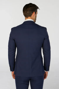 Mark - Blazer masculino azul-marinho xadrez de corte ajustado