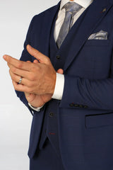 Mark - Blazer masculino azul-marinho xadrez de corte ajustado