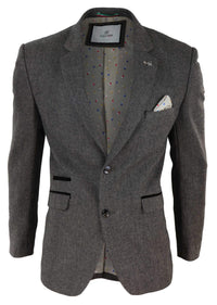 Blazer masculino em tweed espinha de peixe - Cavani Martez - Bege