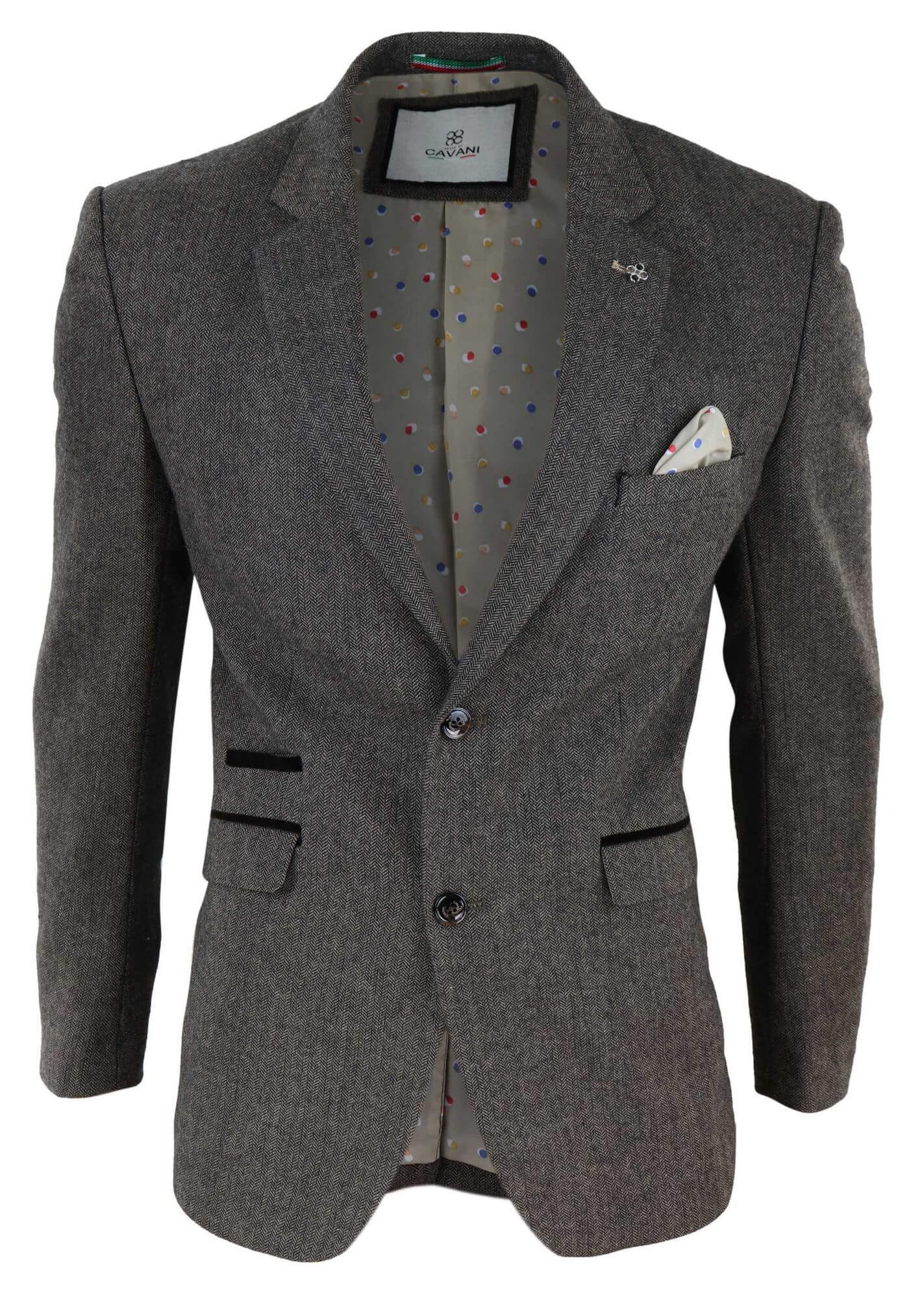 Blazer masculino em tweed espinha de peixe - Cavani Martez - Bege