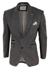 Blazer masculino em tweed espinha de peixe - Cavani Martez - Bege
