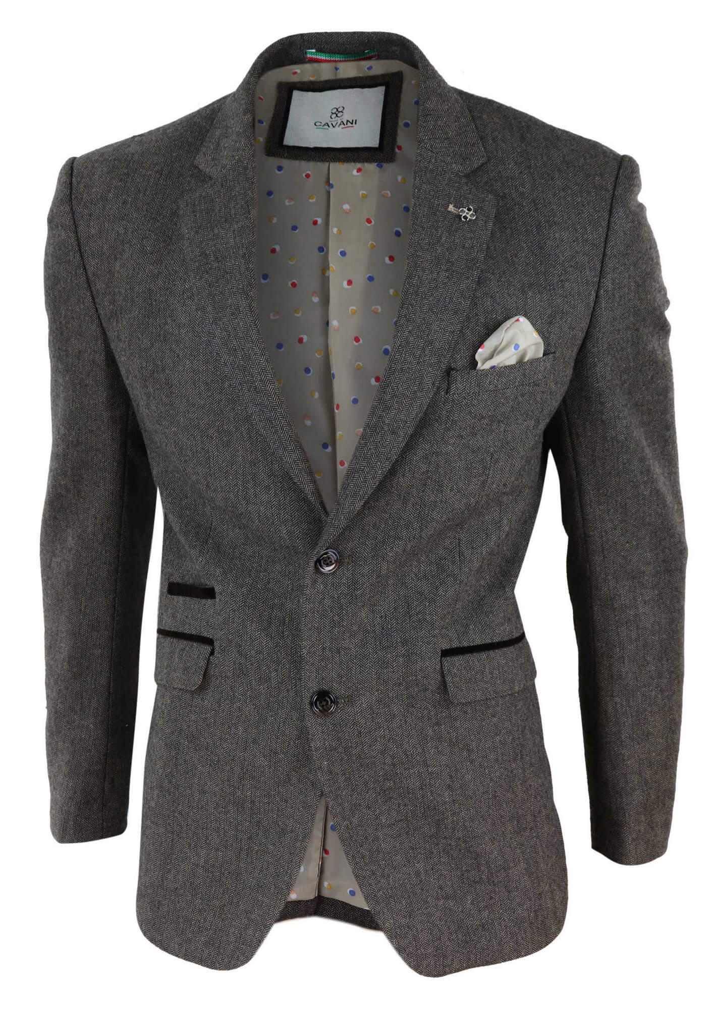 Blazer masculino em tweed espinha de peixe - Cavani Martez - Bege