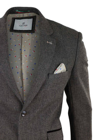 Blazer masculino em tweed espinha de peixe - Cavani Martez - Bege