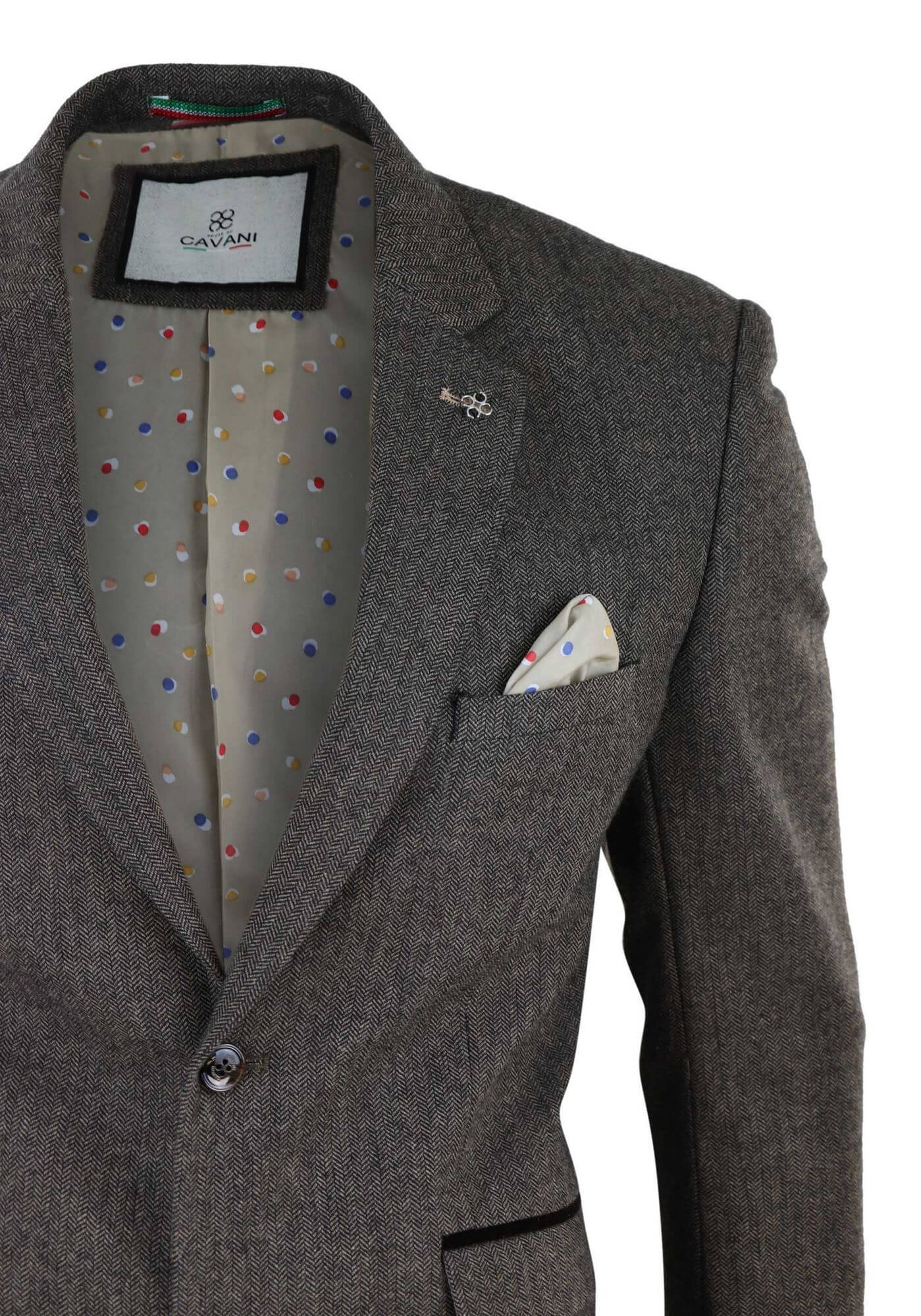 Blazer masculino em tweed espinha de peixe - Cavani Martez - Bege