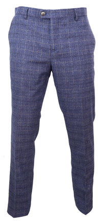 Matteo - Calças masculinas xadrez azul
