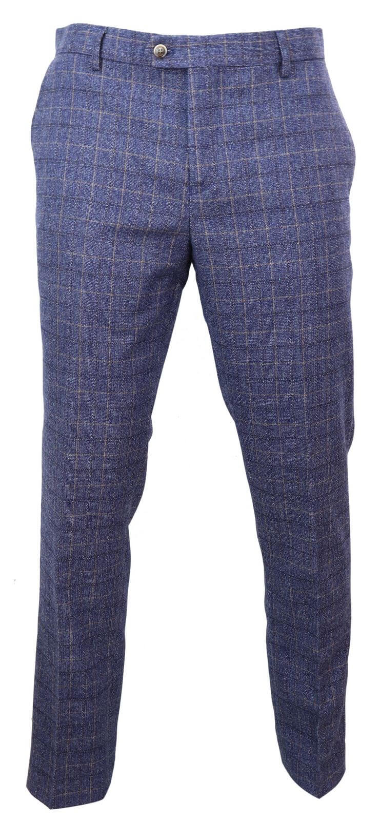 Matteo - Calças masculinas xadrez azul