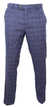 Matteo - Calças masculinas xadrez azul