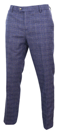 Matteo - Calças masculinas xadrez azul