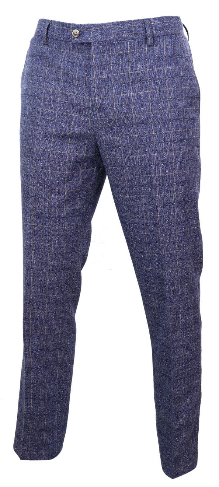 Matteo - Calças masculinas xadrez azul