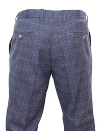 Matteo - Calças masculinas xadrez azul