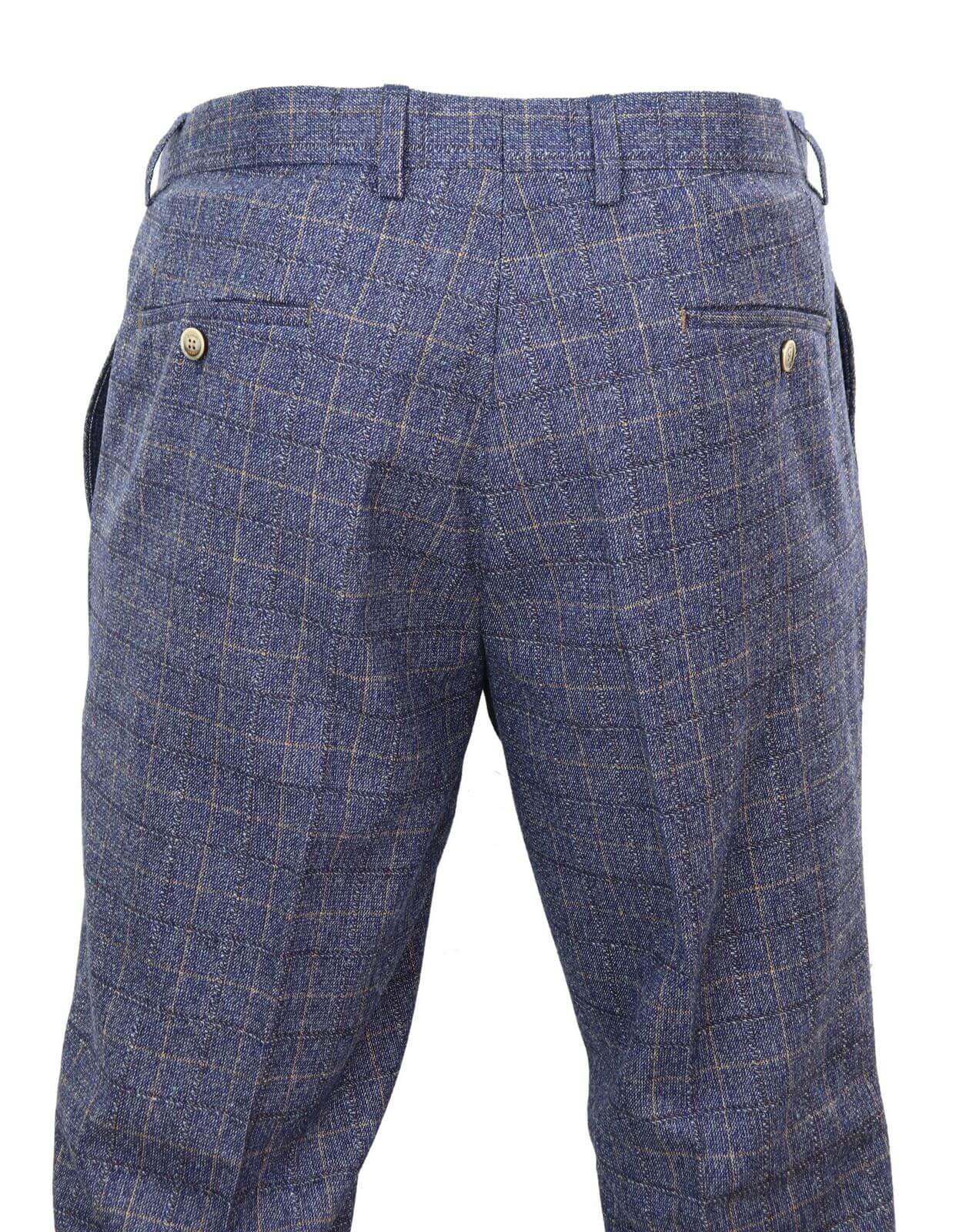 Matteo - Calças masculinas xadrez azul
