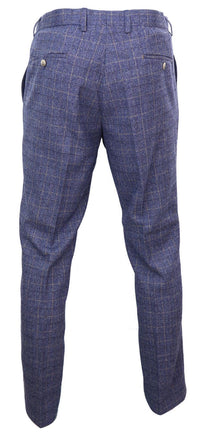 Matteo - Calças masculinas xadrez azul