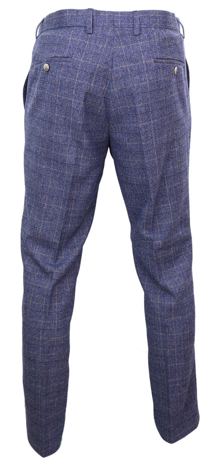 Matteo - Calças masculinas xadrez azul