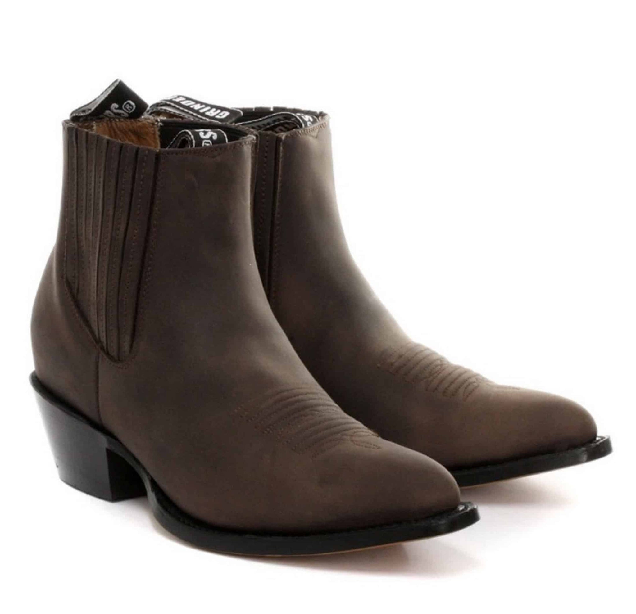 Botas de cano curto estilo cowboy masculinas Grinders Maverick em couro legítimo para montaria western cubana