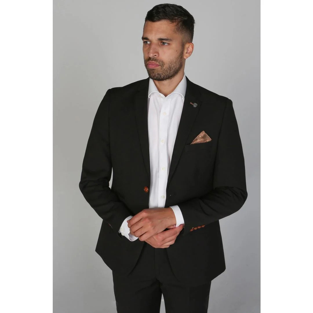 Blazer preto liso masculino Mayfair