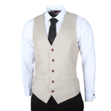 Mayfair - Terno masculino preto de 3 peças com colete creme