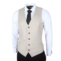 Mayfair - Terno masculino preto de 3 peças com colete creme