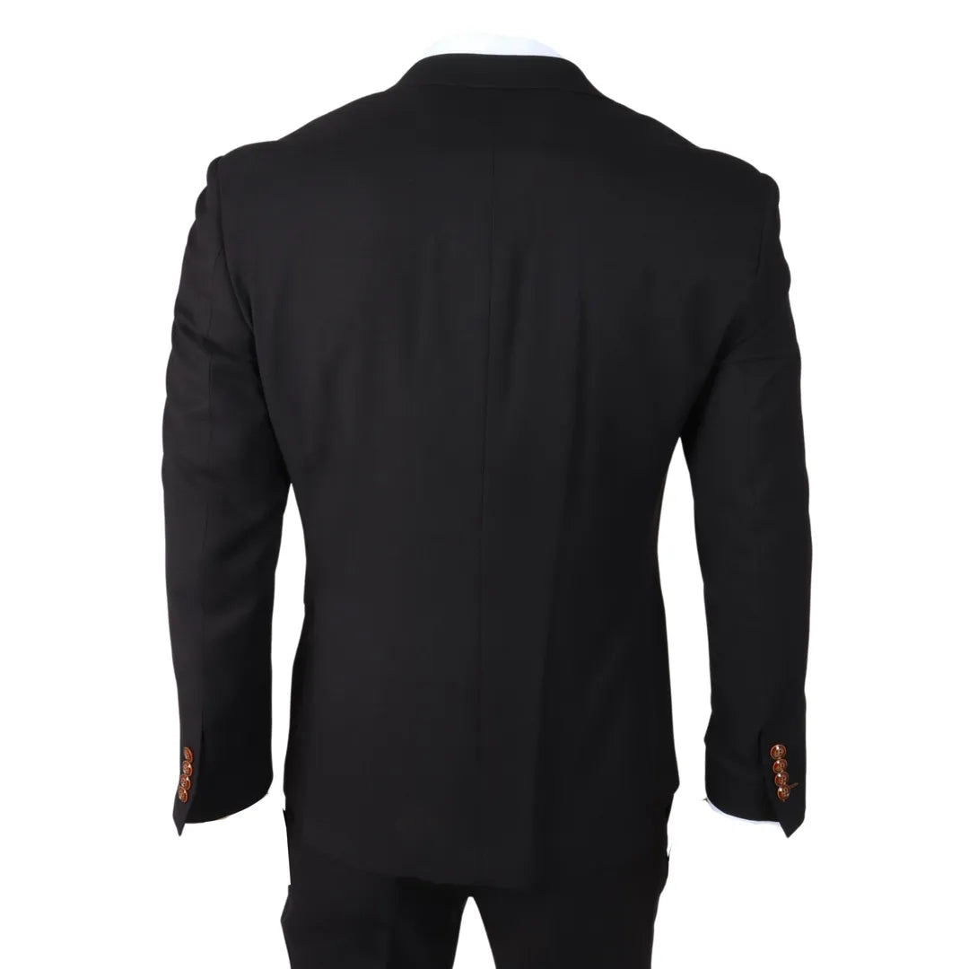 Mayfair - Terno masculino preto de 3 peças com colete creme
